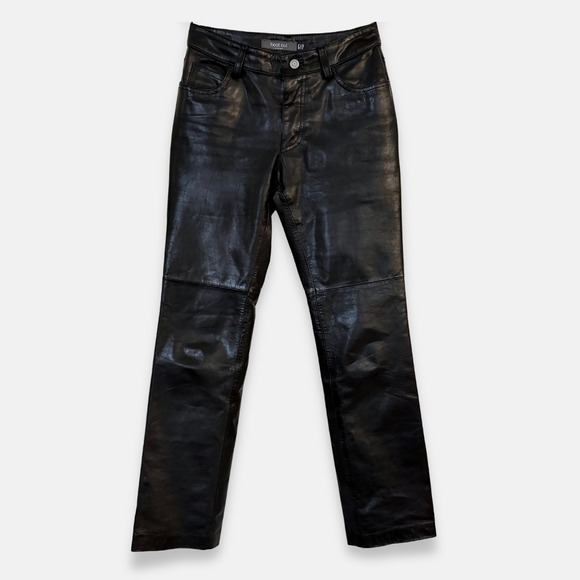 GAP Pants - Vintage Y2K GAP Genuine Leather Bootcut Pants Black Size‎ 1 Moto Biker Grunge